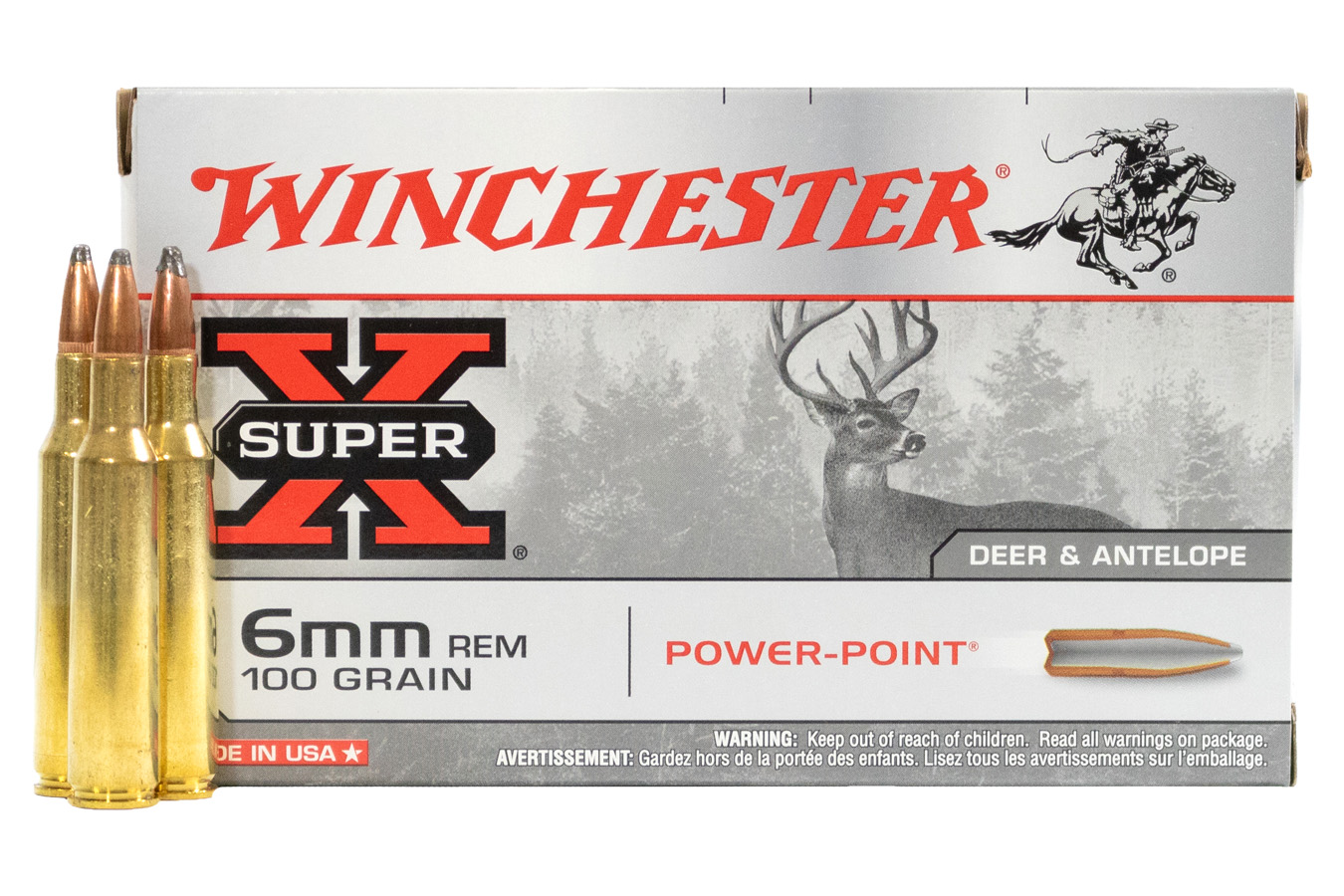 WINCHESTER AMMO 6MM REM 100 GR POWER-POINT SUPER-X