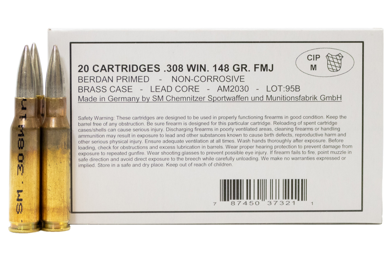 Century Arms 308 Win 148 gr Full Metal Jacket Berdan Primed 20/Box