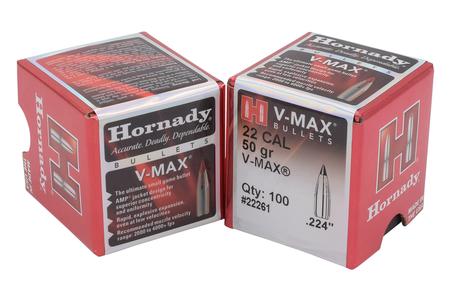 HORNADY 22 Cal .224 50 gr V-Max 100/Box