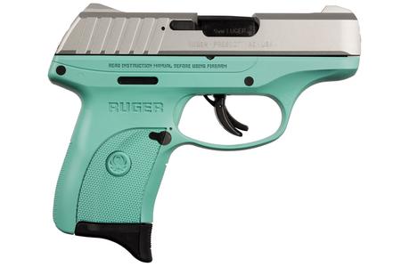 RUGER EC9s 9mm Striker-Fired Pistol with Turquoise Grip Frame and Satin Aluminum Cerak