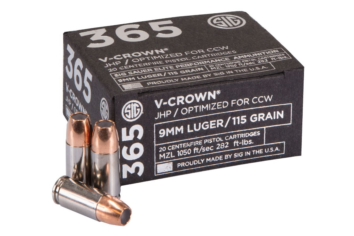 SIG SAUER 9MM 115 GR ELITE V-CROWN 365 JHP