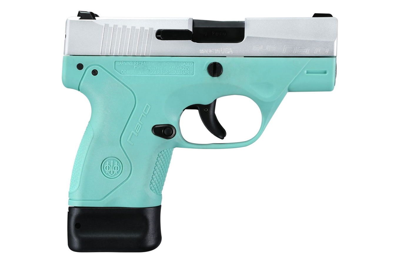 Beretta BU9 Nano 9mm Pistol With Robins Egg Blue Frame And Stainless 