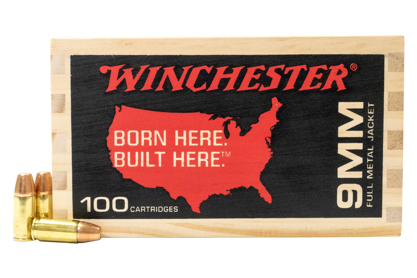 WINCHESTER AMMO 9MM 115 GR FMJ WOOD BOX