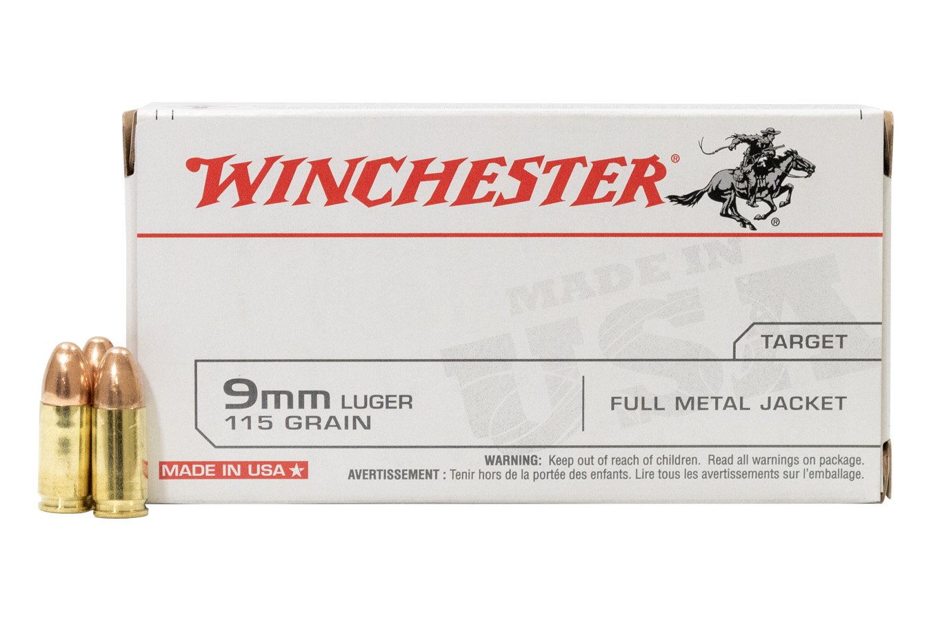 Winchester 9mm Luger 115 gr FMJ Police Trade Ammunition 50/Box