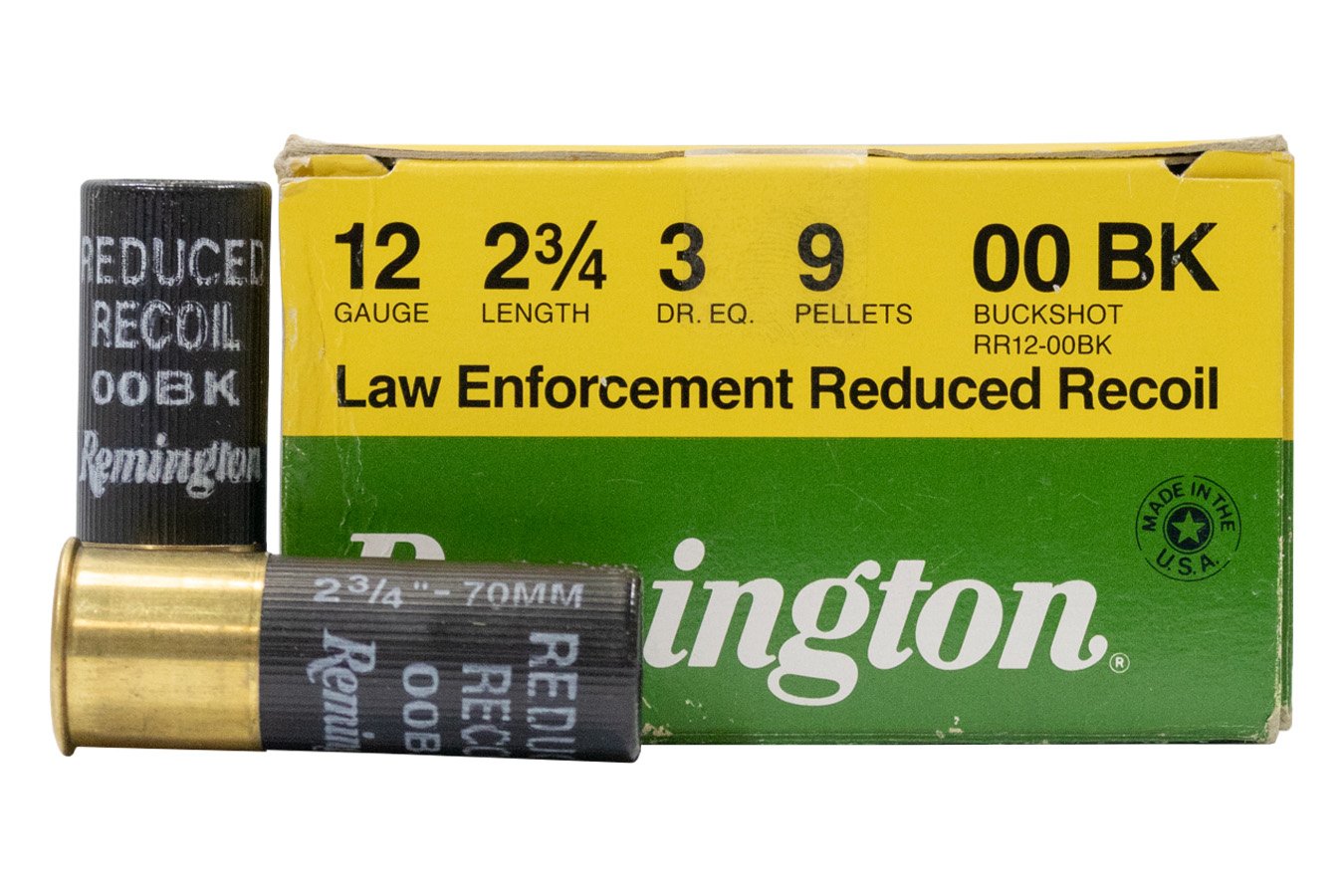 Remington 12 Gauge 2 3/4 inch 9 Pellet 00 Buck Low Recoil Police Trade Ammo 25/Box