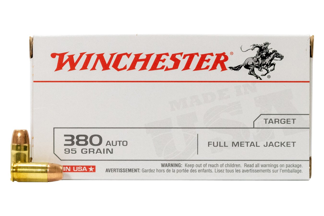 Winchester 380 Auto 95 gr FMJ Police Trade Ammo 50/Box