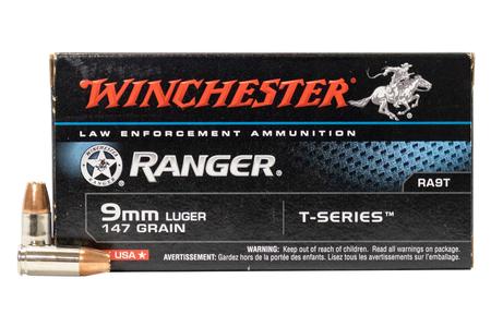 WINCHESTER AMMO 9mm Luger 147 gr Ranger T-Series Police Trade Ammo 50/Box