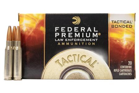 FEDERAL AMMUNITION 308 Winchester 165 gr Tactical Bonded Soft Point Police-Trade Ammo 20/Box
