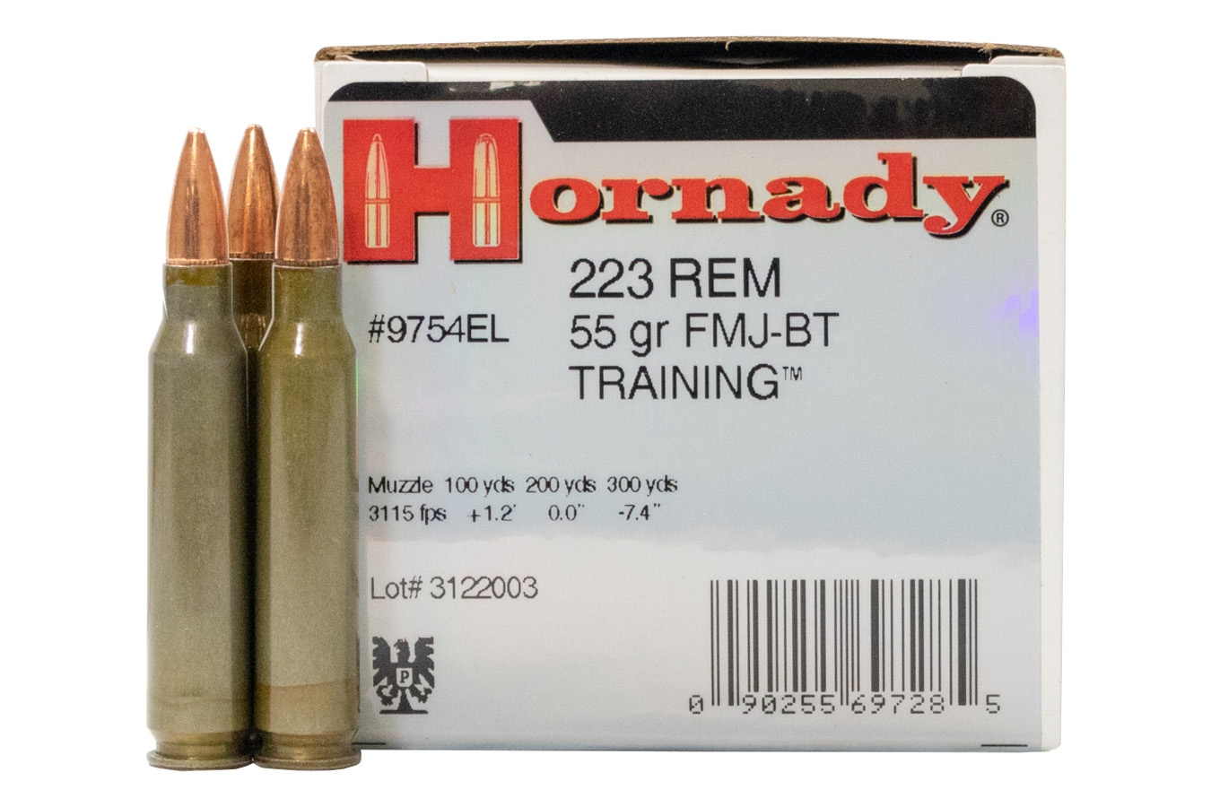 Hornady 223 Remington 55 gr FMJ Boat Tail Police-Trade Ammo 50/Box