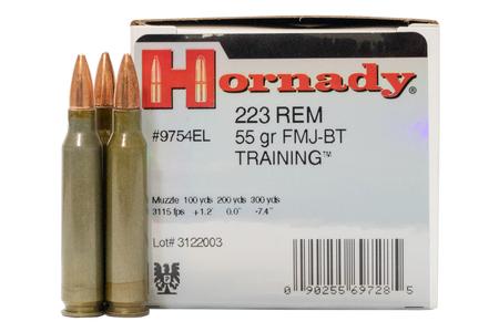 HORNADY 223 Remington 55 gr FMJ Boat Tail Police-Trade Ammo 50/Box