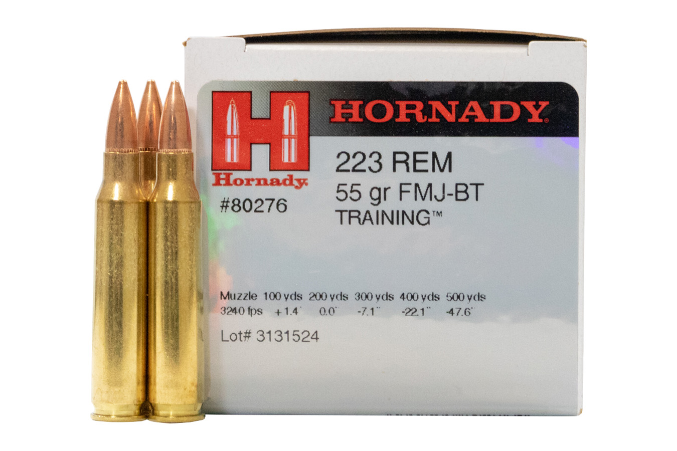 Hornady 223 Rem 55 gr FMJ Boat Tail Police Trade Ammo 50/Box