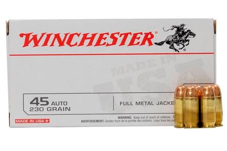 WINCHESTER AMMO 45 Auto 230 gr FMJ Police Trade-in Ammo 50/Box