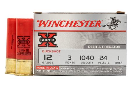 WINCHESTER AMMO 12 Gauge 3 In 24 Pellet 1 Buck Super X Buckshot 5/Box