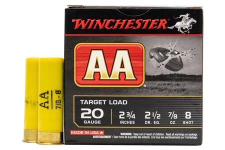 WINCHESTER AMMO 20 Gauge 2 3/4 in 7/8 oz 8 Shot - AA Target Load 25/Box