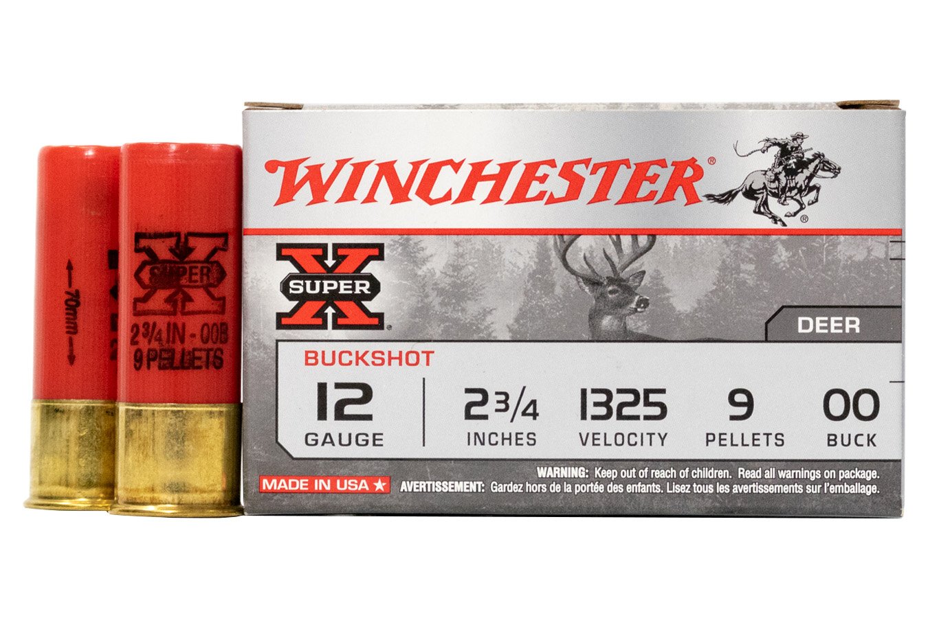 Shop Winchester 12 Gauge 2 3 4 In 9 Pellet 00 Buck Super X 5 Box For Sale Online Ammunition