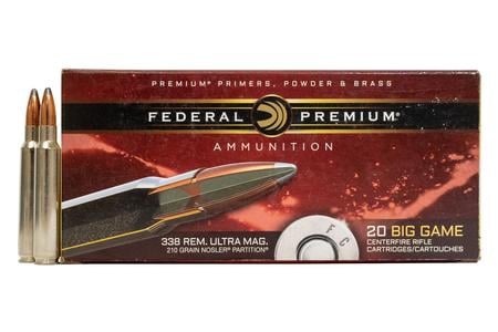 FEDERAL AMMUNITION 338 Rem Ultra Mag. 210 gr Nosler Partition 20/Box