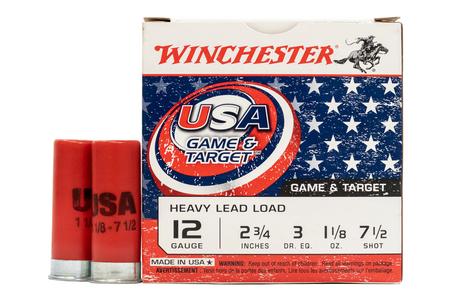 WINCHESTER AMMO 12 Gauge 2 3/4 in 1 1/8 oz 7.5 Shot Heavy Lead Load Police Trade Ammo 25/Box