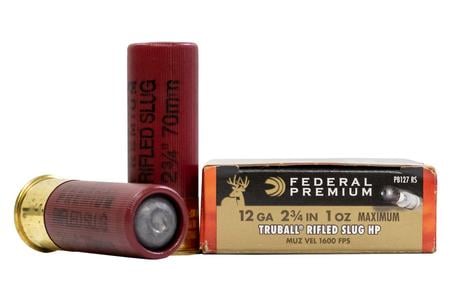 FEDERAL AMMUNITION 12 Gauge 2 3/4 in 1 oz Truball Rifled Slug HP Police Trade Ammo 5/Box