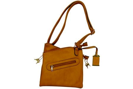 CROSS BODY PURSE WITH HOLSTER TAN