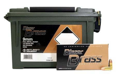 CCI AMMUNITION 9mm Luger 115 gr FMJ Blazer Brass 350 Round Ammo Can