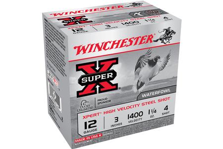 WINCHESTER AMMO 12 Gauge 3 Inch 1 1/4 oz 4 Shot Super X Xpert High Velocity Steel Shot 25/Box