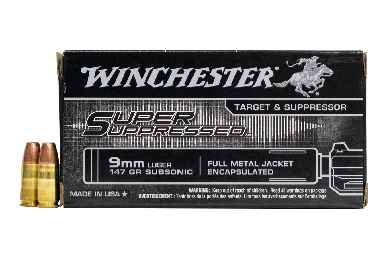 WINCHESTER AMMO 9MM 147 GR FMJE SUPER SUPPRESSED