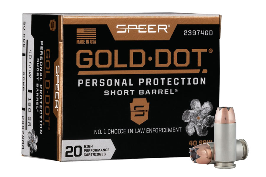 Speer 40 S&W 180 GR Gold Dot Personal Protection Short Barrel Hollow Point 20/Box