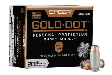 SPEER AMMUNITION 40SW 180 GR Gold Dot Personal Protection Short Barrel Hollow Point 20/Box