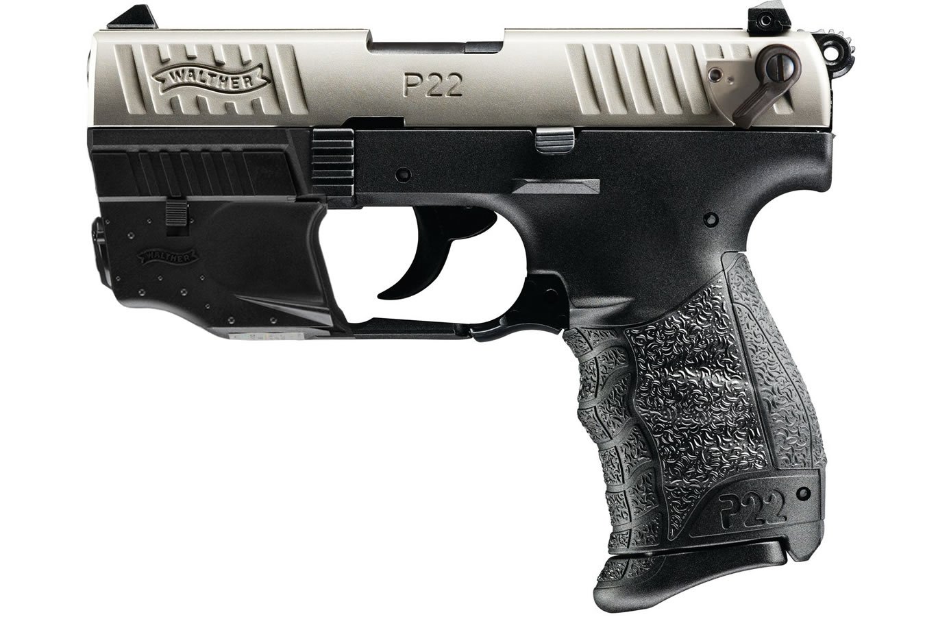 WALTHER P22 QD NICKEL 22LR RIMFIRE PISTOL WITH LASER