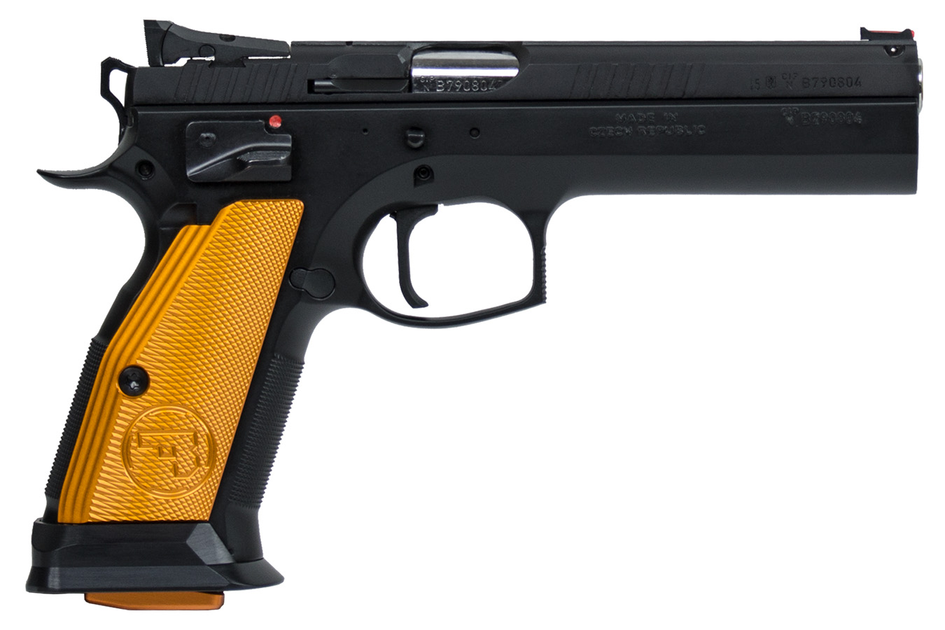 CZ 75 TACTICAL SPORT 40SW PISTOL WITH ORANGE ALUMINUM GRIPS