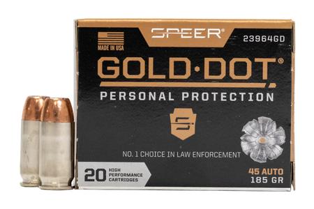 SPEER AMMUNITION 45 Auto 185 Gr Gold Dot Personal Protection HP 20/Box