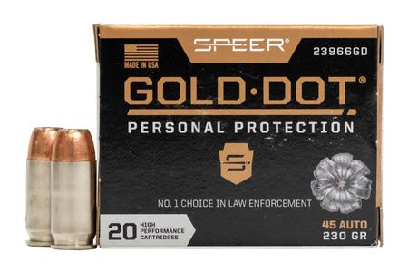 SPEER AMMUNITION 45 Auto 230 GR Gold Dot Personal Protection Hollow Point 20/Box