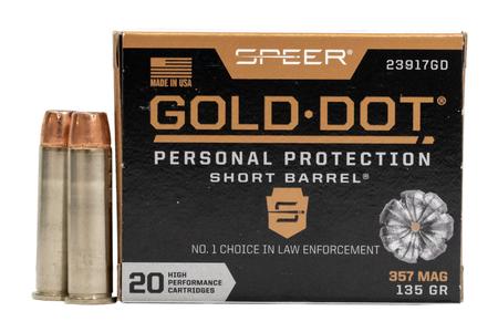 SPEER AMMUNITION 357 Mag 135 GR Gold Dot Personal Protection HP Short Barrel 20/Box