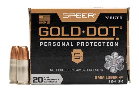 SPEER AMMUNITION 9mm +P 124 GR Gold Dot Personal Protection Hollow Point 20/Box