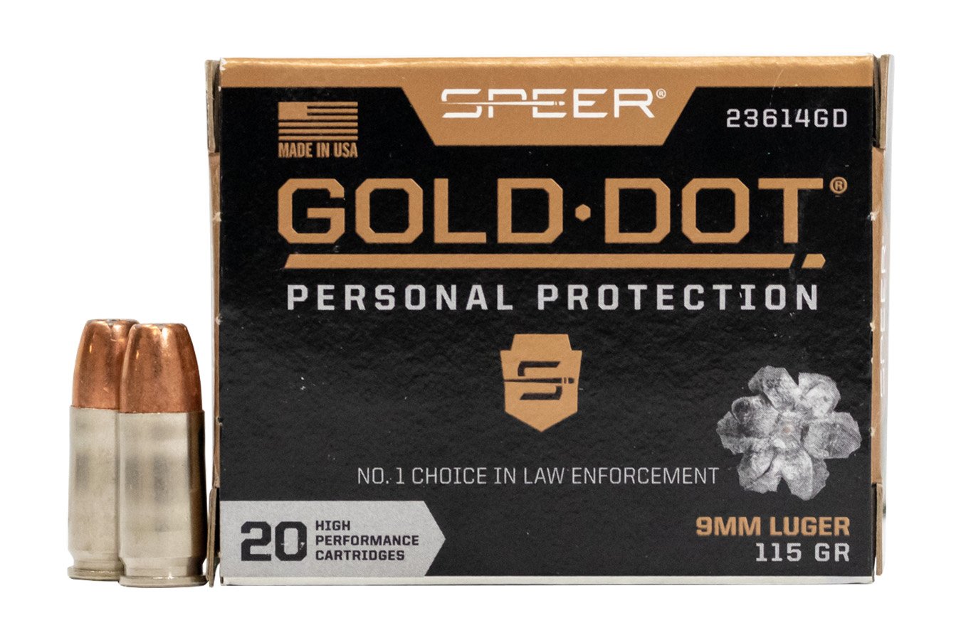 Speer 9mm Luger 115 GR Gold Dot Personal Protection Hollow Point 20/Box