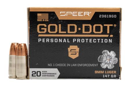 SPEER AMMUNITION 9mm Luger 147 GR Gold Dot Personal Protection Hollow Point 20/Box