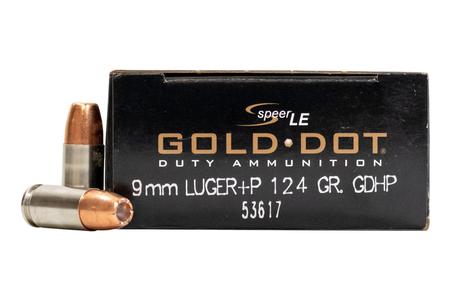 SPEER AMMUNITION 9mm +P 124 gr Gold Dot Hollow Point 50/Box
