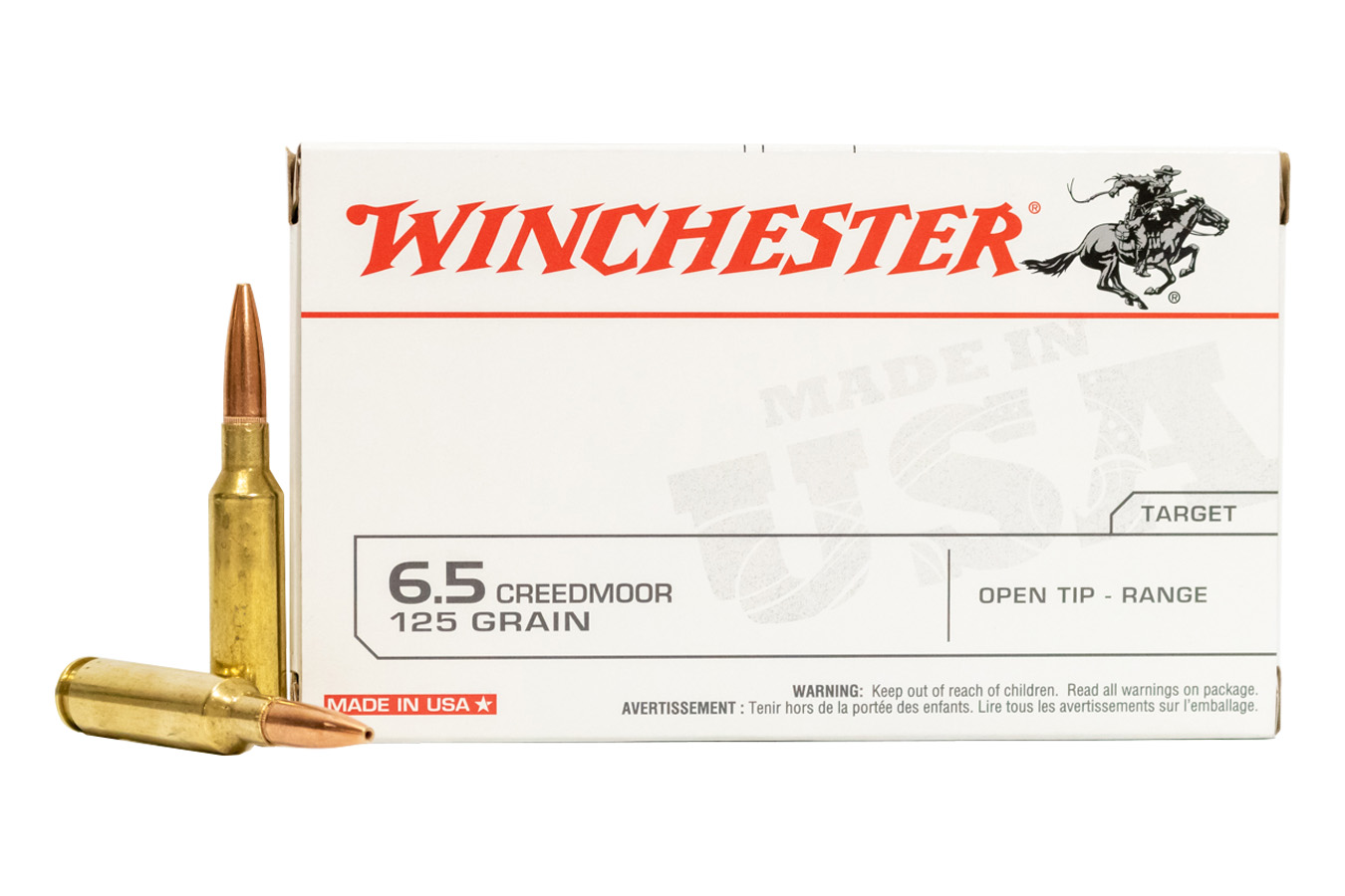 Winchester 6.5 Creedmoor 125 gr FMJ Open Tip Range Target 20/Box ...