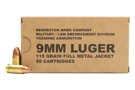 REMINGTON 9mm Luger 115 gr FMJ MIL/LE Training Ammo 50/Box