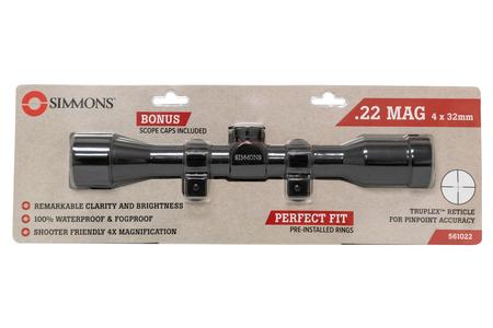 SIMMONS .22 MAG 4x32 Riflescope with Rings and Truplex Reticle