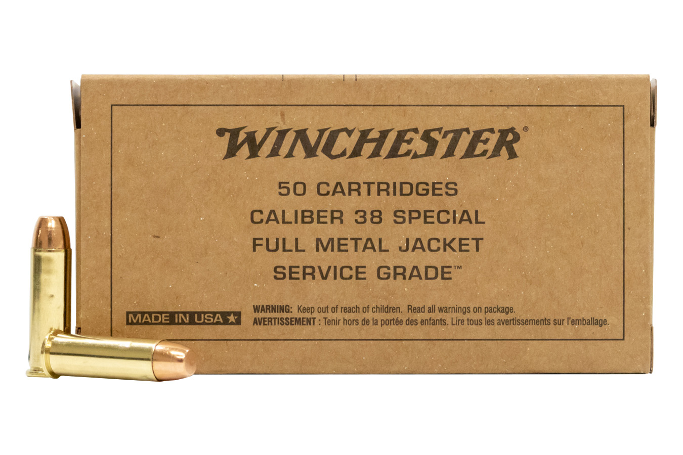 WINCHESTER AMMO 38 SPL 130 GR SERVICE GRADE FMJ-FN