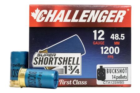 CHALLENGER AMMO 12 Gauge Super Shortshell 1 3/4 in 14 Pellet Buckshot 20/Box