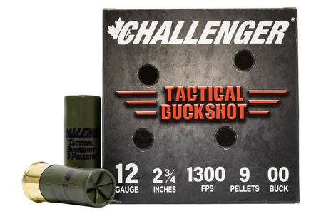 CHALLENGER AMMO 12 Gauge Tactical Buckshot 2 3/4 in 9 Pellet, 00 Buck 25/Box