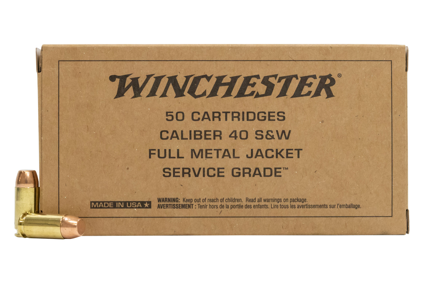 WINCHESTER AMMO 40 SW 165 GR SERVICE GRADE FMJ