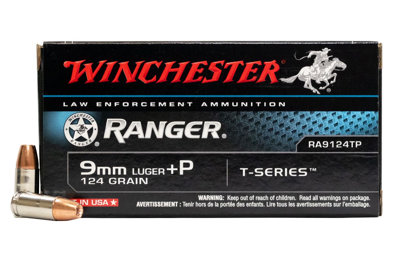 Winchester 9mm +P 124 gr Ranger T-Series Police Trade-In Ammo 50/Box