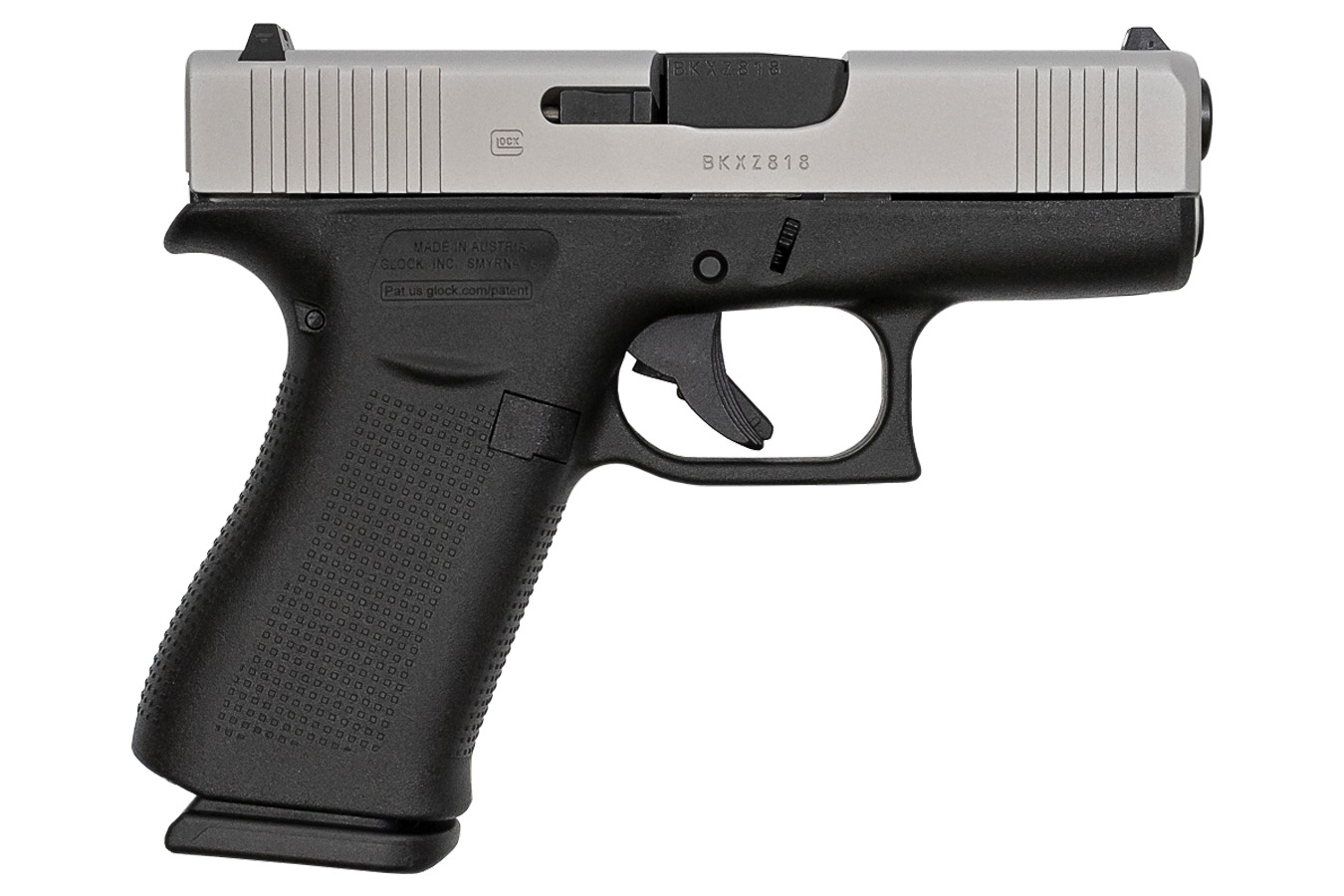 Brushed Silver Stripped Slide For Glock 43/43X – RMSc Cut, USA Made By Kineti-Tech
