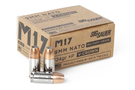 Sig Sauer 9mm NATO +P 124 gr JHP V-Crown M17 Military Grade 20/Box