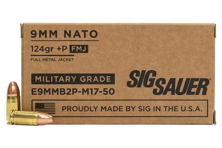 SIG SAUER 9mm NATO 124 gr +P FMJ M17 Military Grade 50/Box