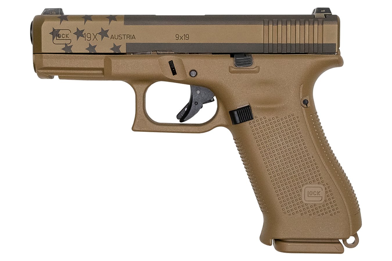 GLOCK 19X 9MM FULL-SIZE FDE WITH USA FLAG