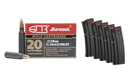 BARNAUL 223 AMMO WITH 5 HEXMAGS